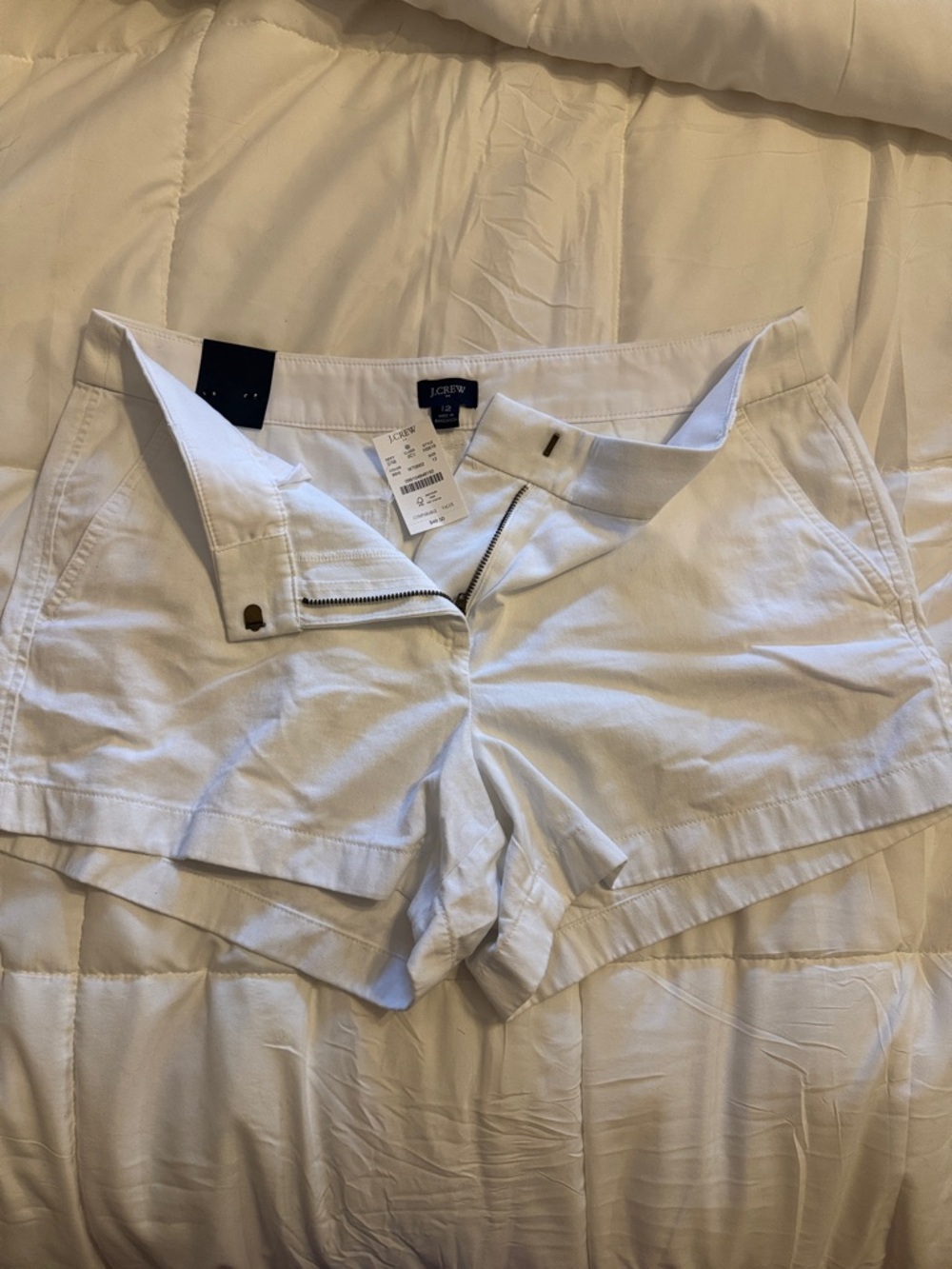 J. Crew WhiteCotton Chino Shorts Size 12 NWT